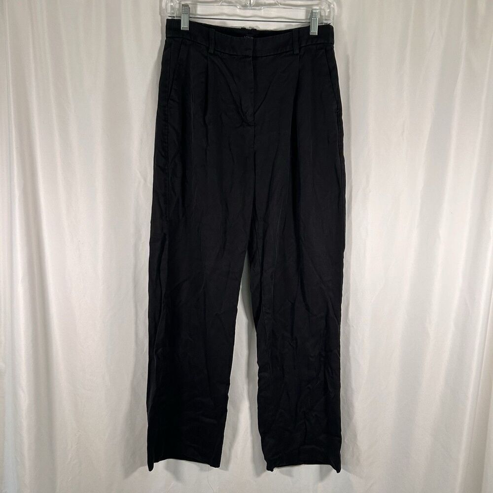 J. Crew Pants Women's 4 Black 100% Tencel Pleated Pockets High Rise